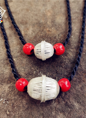 彝阿朵情侣纯银民族风项链