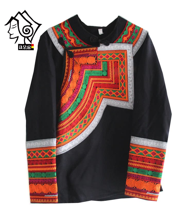 彝族服饰男女美姑彝族服饰男装女装秋冬长袖民族风刺绣花上衣包邮