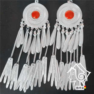 彝阿朵凉山西昌彝族耳环女纯银纯手工传统复古少数民族风新娘首饰