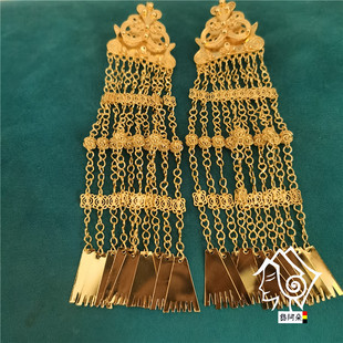 凉山彝族耳环女金色长流苏布拖阿都款合金不变色复古少数民族风