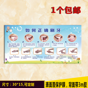 幼儿园牙科口腔诊室正确刷牙方法儿童刷牙法步骤图六步洗手流程牌