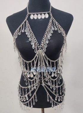 亚克力合金磨链女身体链饰品