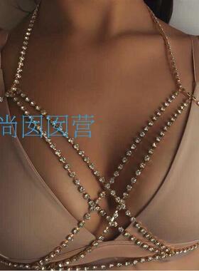 欧美夸张水钻饰品身体链