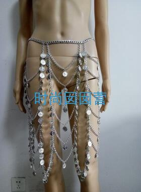 欧美长款钱币饰品腰链