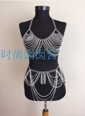 欧美多层合金饰品身体链