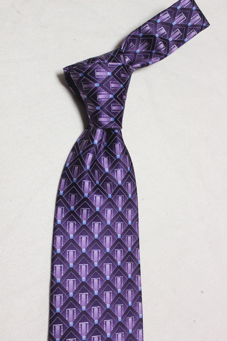 外贸纯原桑蚕丝印花手打领带真丝手感丝滑紫色碎花绅士男正装9cm