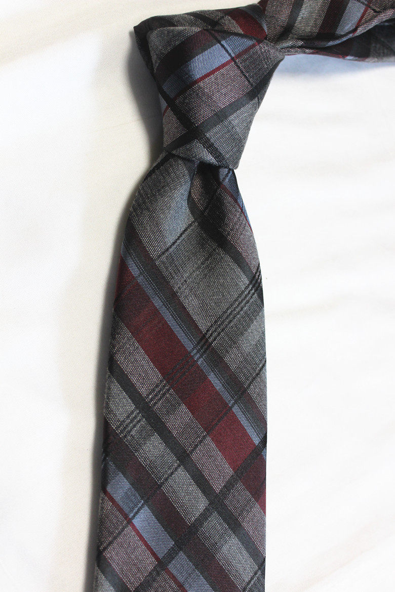 真丝桑蚕丝提花领带男正装商务正式手打领带格子英伦绅士7.5cm