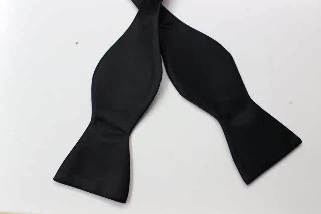 外贸出口英伦男士纯黑色真丝新郎正式结婚宴会正装手打葫芦领结