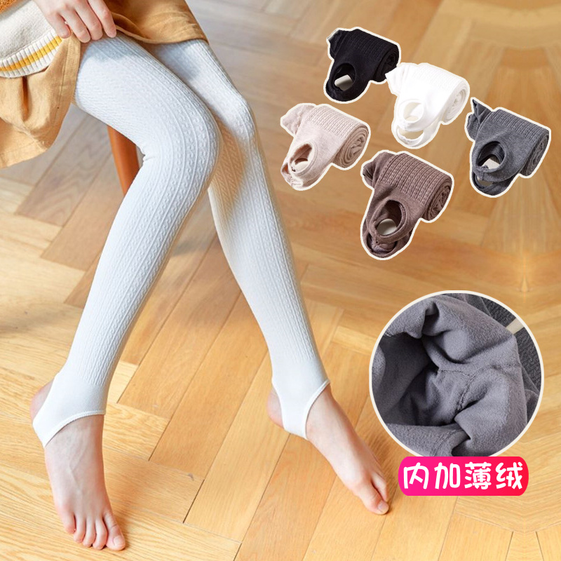 女童打底裤秋冬加绒舞蹈袜