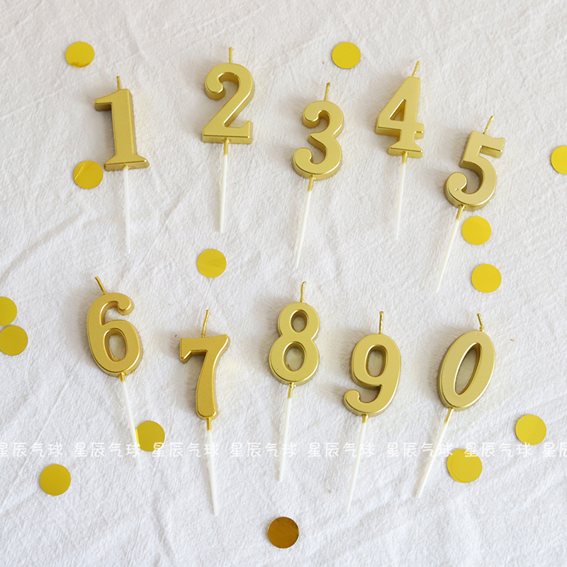 复古金数字蜡烛蛋糕装饰用品
