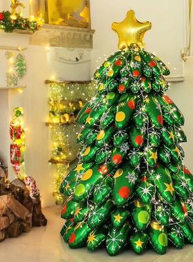 圣诞气球树装饰发光老人堆堆树铝膜充气站立摆件场景布置拍照道具