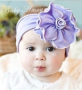 T150 top baby  紫色花朵 棉质 宝宝发带女童儿童发饰头饰15g