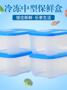 正品特百惠冷冻保鲜盒 0.7L中型冰鲜冷冻盒4件套 冻肉储藏保鲜