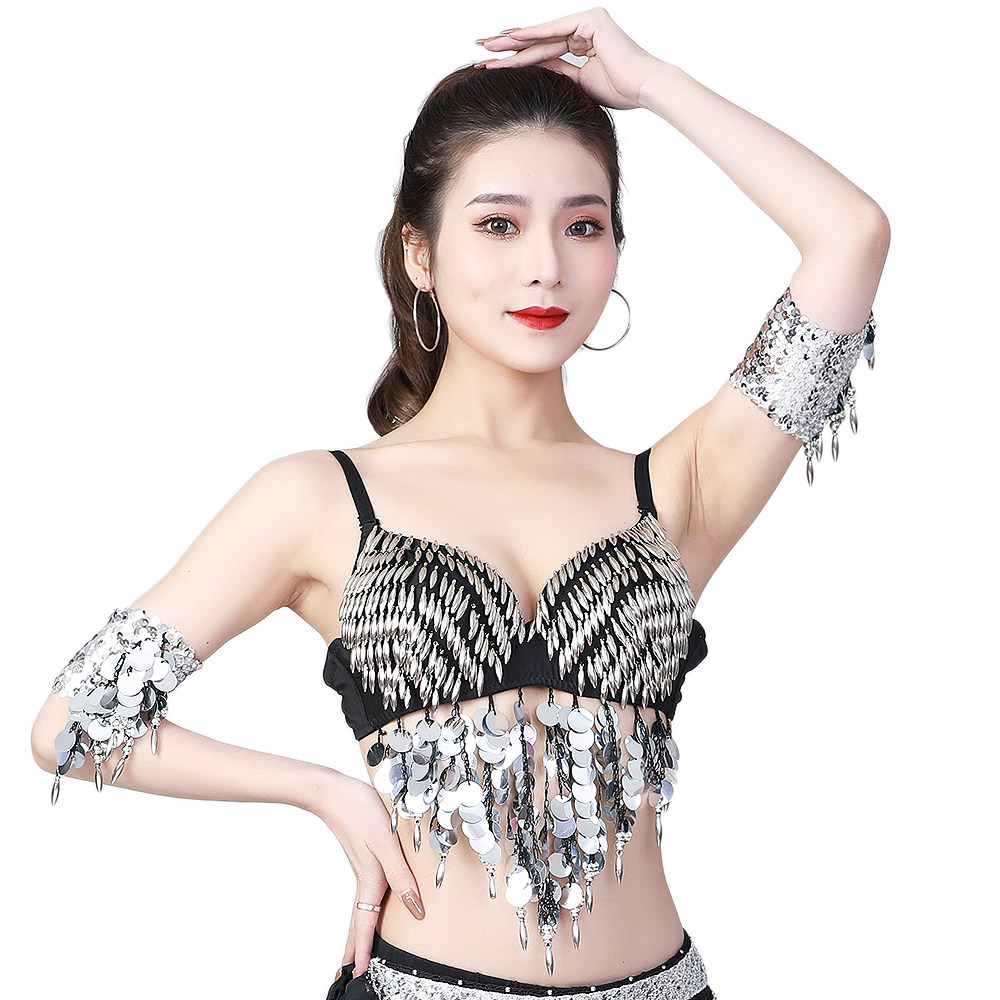欧美亮片表演胸衣演出上衣 肚皮舞亮片文胸 DS夜店舞台亮片流苏服