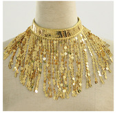 拉丁舞肚皮舞东方舞印度舞配饰舞蹈百搭亮片流苏项链表演配饰品女