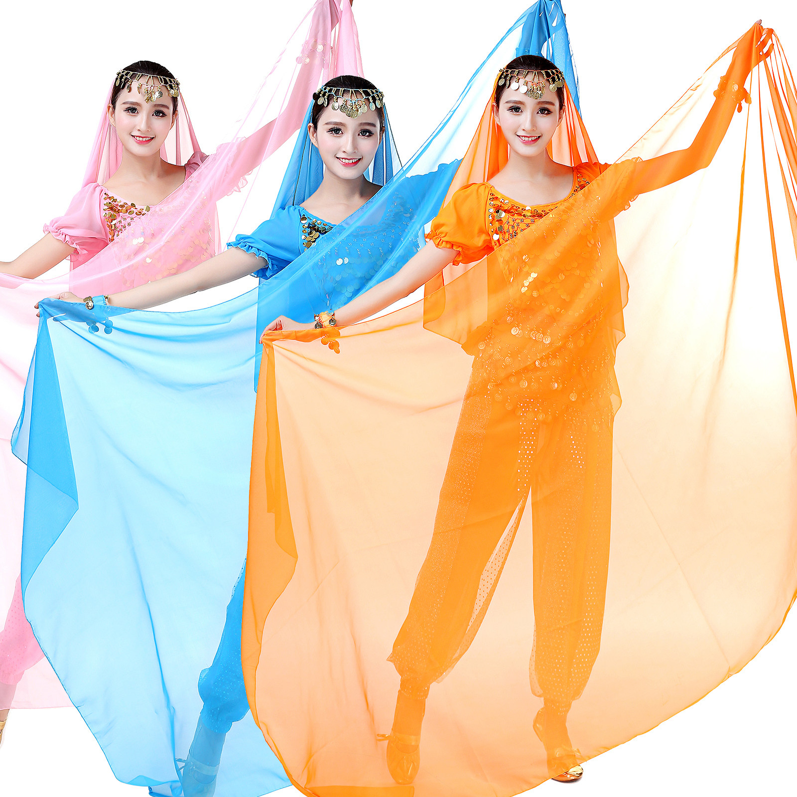 肚皮舞纱巾雪纺手纱巾舞蹈练习比赛演出丝巾大尺寸舞布演出手抛巾