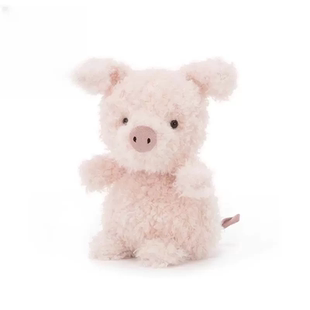 英国Jellycat Little系列粉色卷毛小猪玩偶陪伴娃娃毛绒玩具公仔