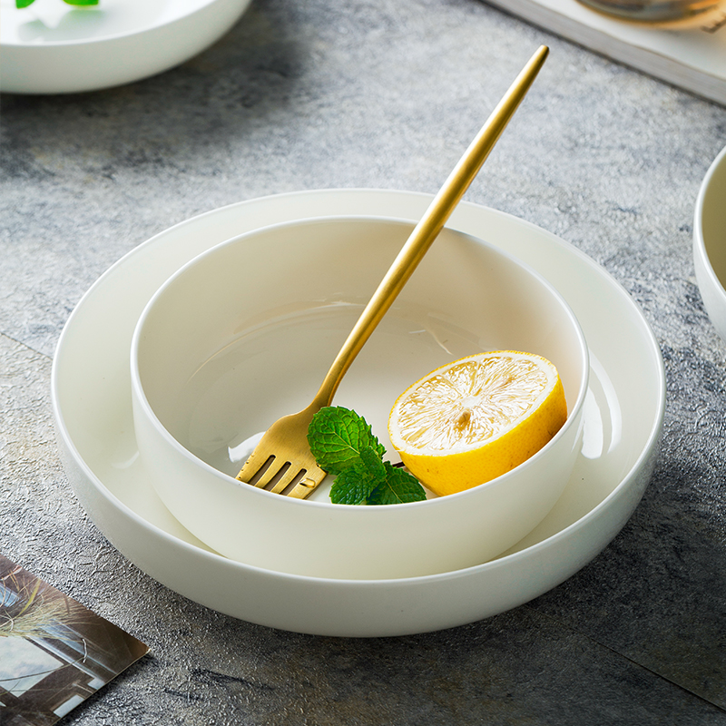 骨瓷盘子陶瓷菜盘纯白圆形