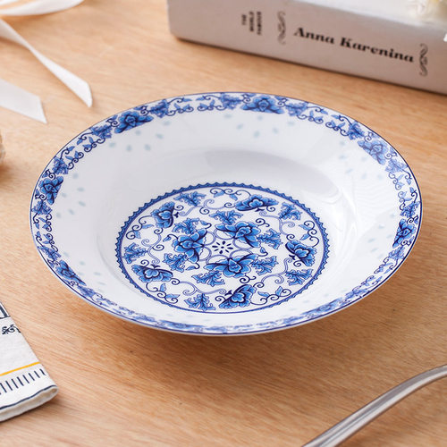 釉中彩盘子陶瓷菜盘骨瓷圆形