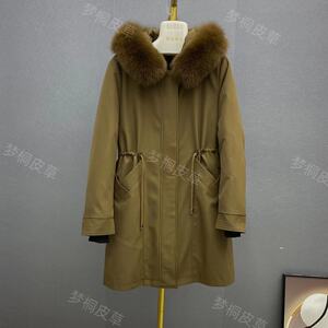 可拆卸獭兔毛内胆女士派克服中长款真毛皮草外套冬季加绒修身女装