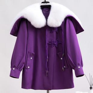 冬季新品时尚派克服女可拆卸内胆狐狸大毛领天使之翼气质皮草外套