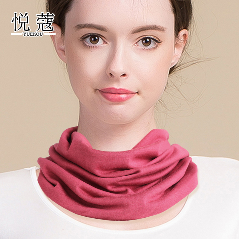 悦蔻真丝羊绒围脖秋冬加厚双层保暖桑蚕丝针织套头脖套羊绒小围巾
