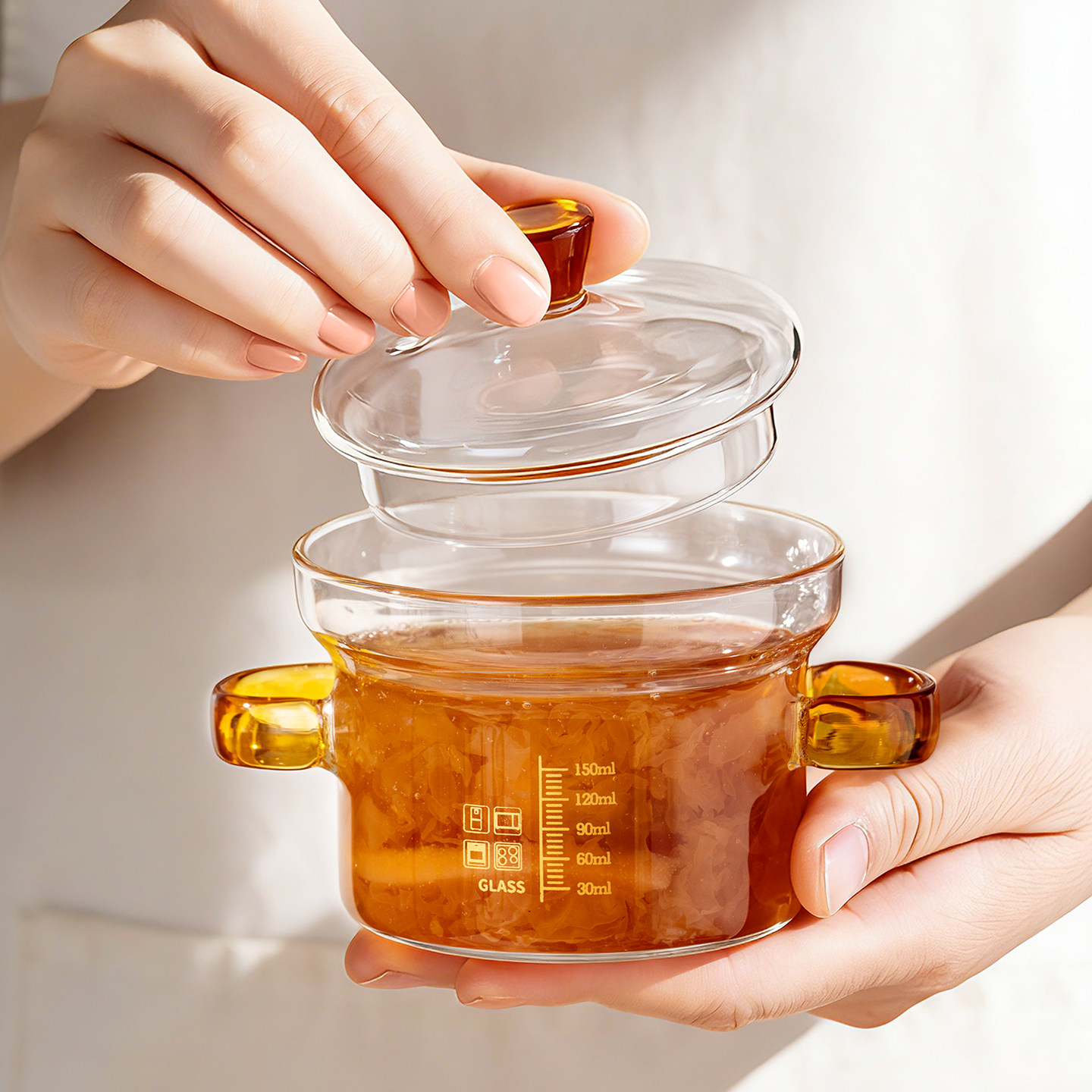 onlycook高硼硅玻璃炖盅双耳蒸蛋碗蒸鸡蛋羹专用辅食燕窝碗小汤盅