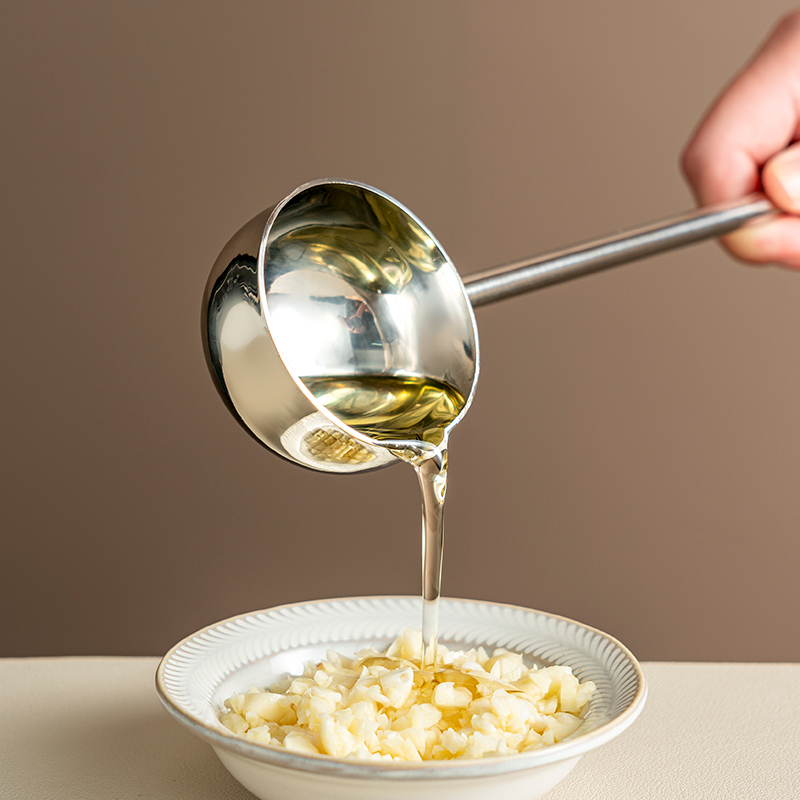 onlycook长柄304不锈钢泼油小锅