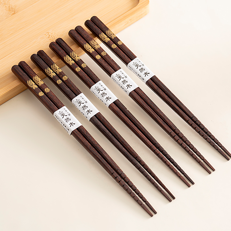 onlycook烫金招财猫铁木筷