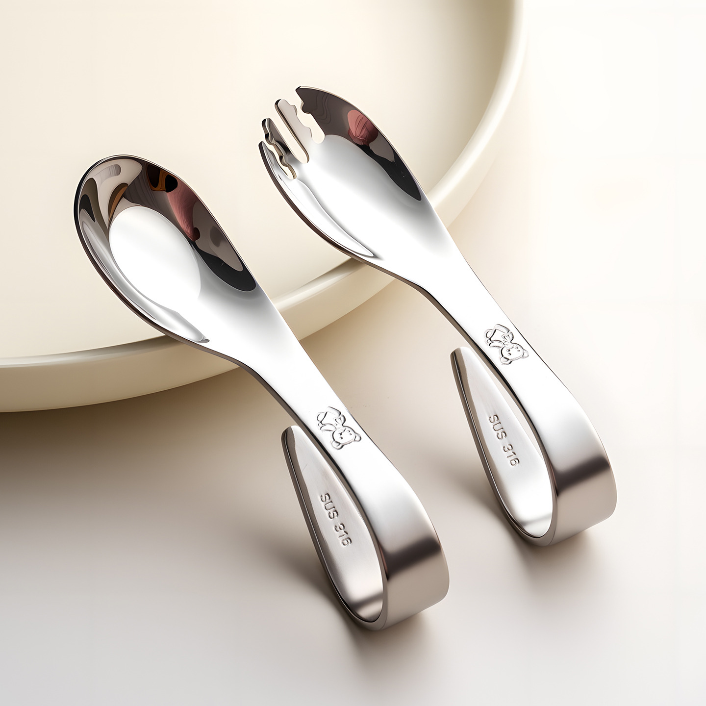 onlycook316钢宝宝学吃饭叉勺