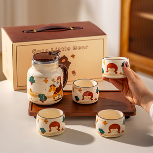 家用可爱陶瓷喝水杯子乔迁新居新婚礼物 onlycook茶杯水壶茶具套装