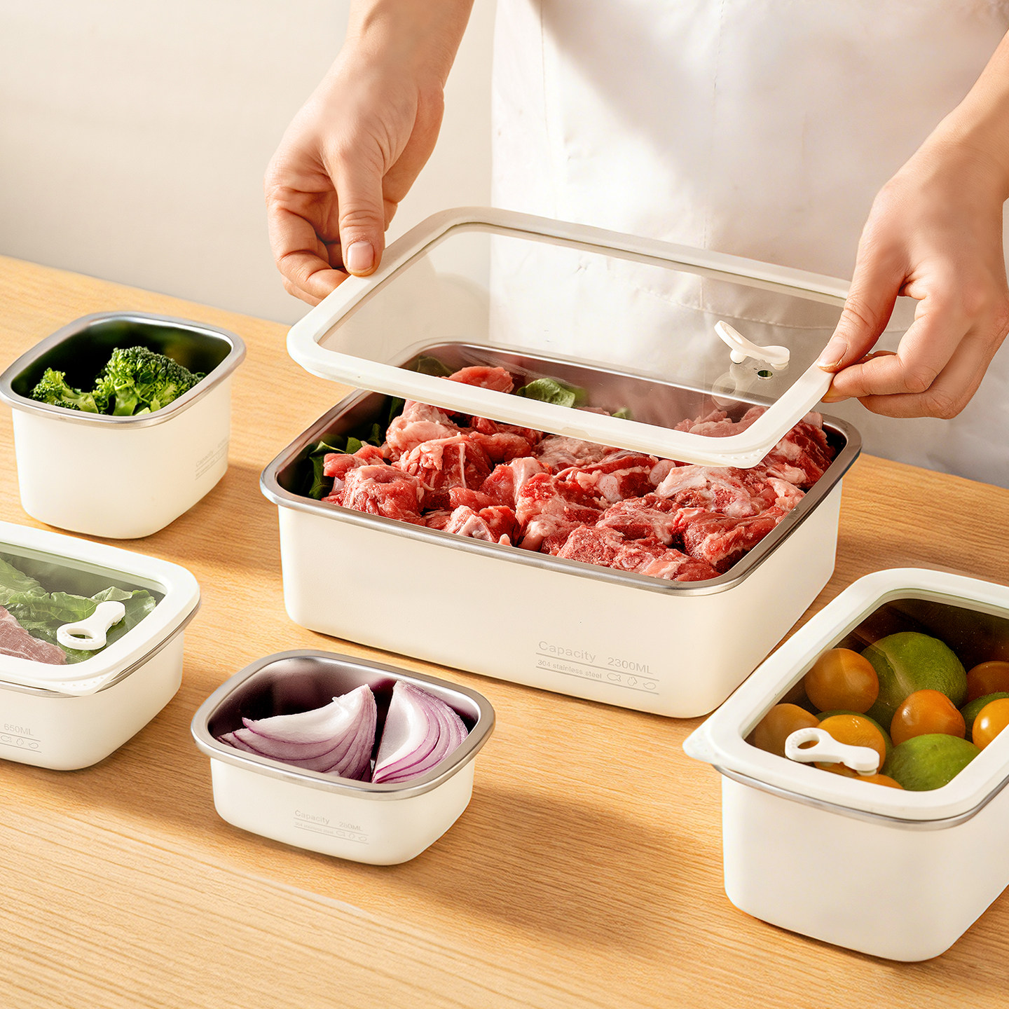 onlycook 304不锈钢保鲜盒冰箱密封冷冻收纳盒食品级水果便当盒子,餐饮具,保鲜盒,淘宝优惠券,粉丝福利购,淘宝优惠卷