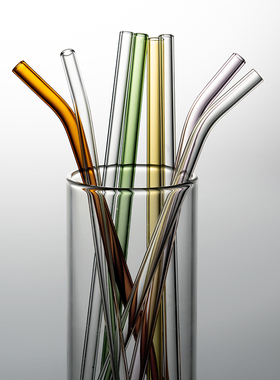 onlycook彩色玻璃弯头吸管食品级环保饮料水杯子饮管非一次性包装