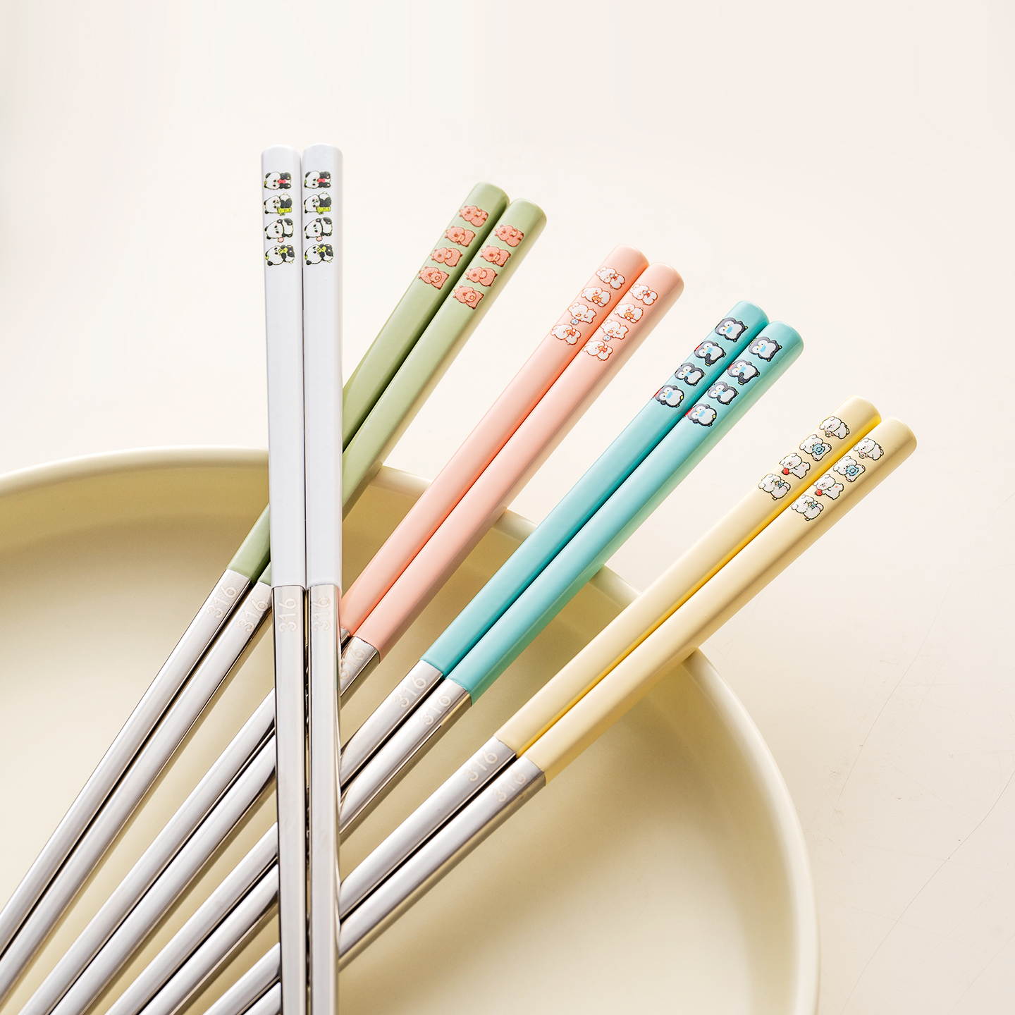 onlycook抗菌防霉316钢彩色筷子