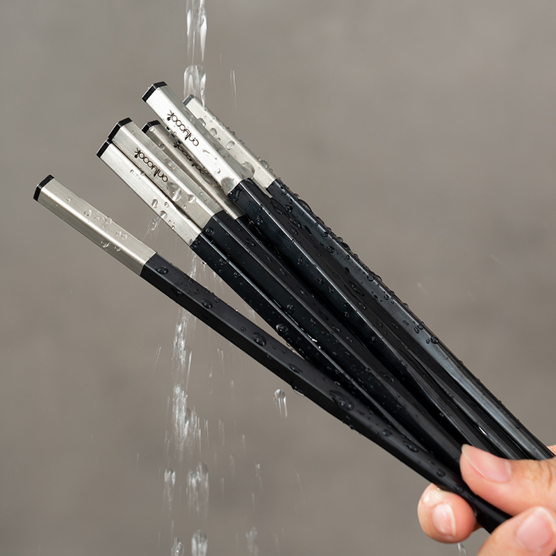 onlycook合金筷不锈钢筷尾加长筷