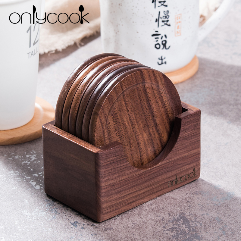 onlycook胡桃木杯垫隔热垫餐桌垫
