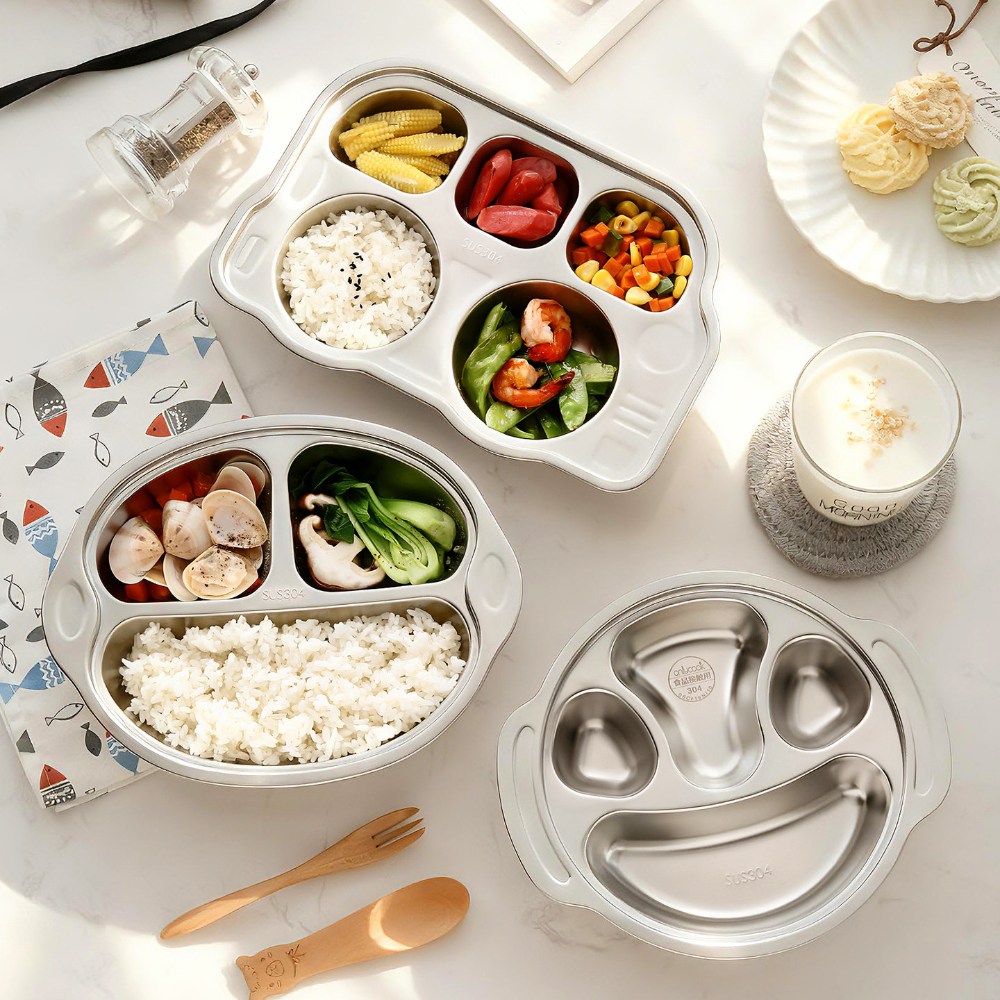 onlycook儿童餐盘304不锈钢图片