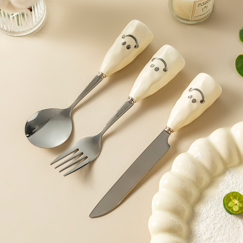 onlycook陶瓷手柄可立刀叉勺