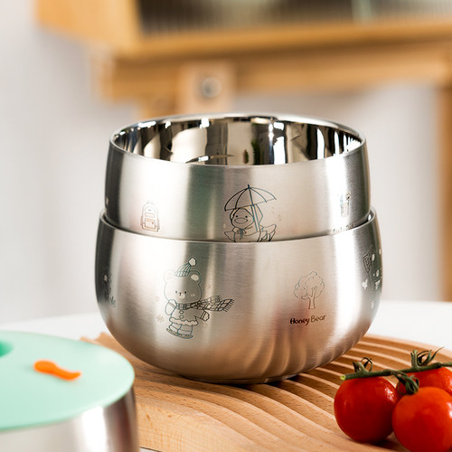 onlycook食品级316不锈钢碗儿童