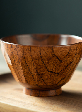 onlycook日式酸枣木头碗儿童宝宝成人小碗餐具吃饭碗复古家用木碗