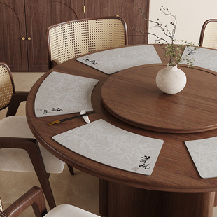 中式圆桌扇形餐垫商务饭店餐桌垫高级感仿布纹隔热免洗防水餐具垫