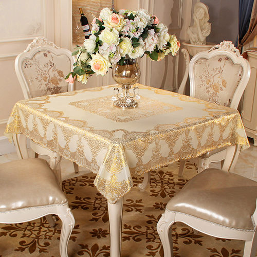 pvc正方形桌布防水麻将欧式烫金