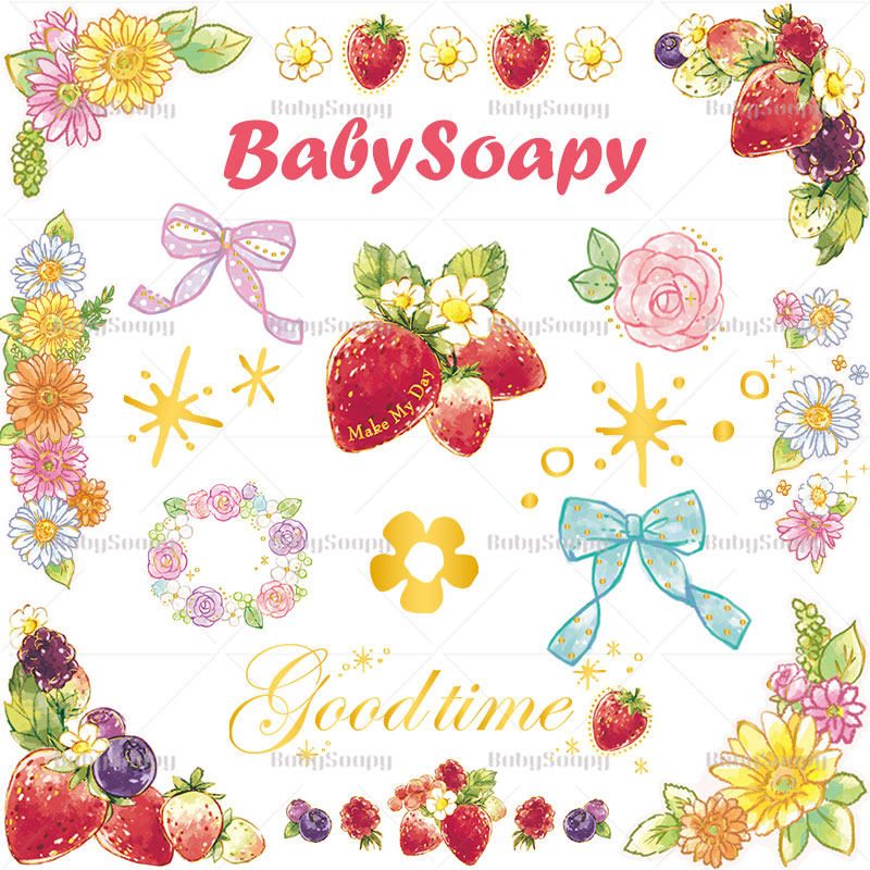 babysoapy静态图 可爱草莓花向日葵贴图png手机透明lolita素材s77