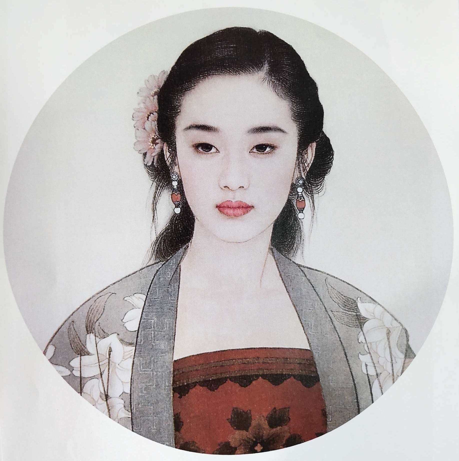 工笔画底稿 工笔人物画仕女团扇 白描25#打印稿学习临摹