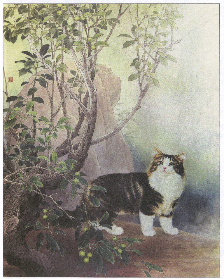 工笔国画底稿 邢诚爱工笔猫白描打印稿宣纸稿8