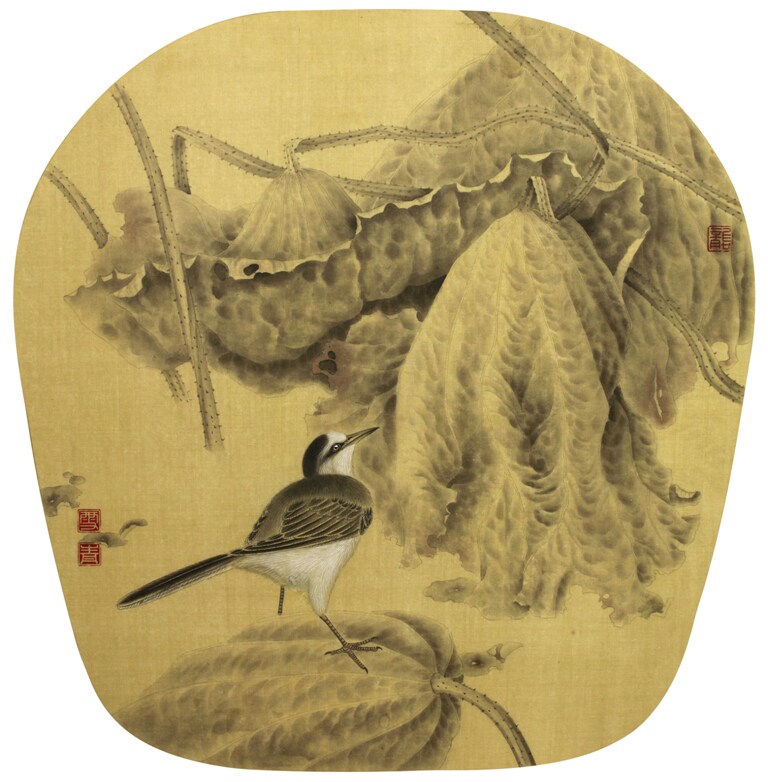 工笔画底稿 龚雪青 残荷鹊鸰 白描16#打印稿 宣纸稿