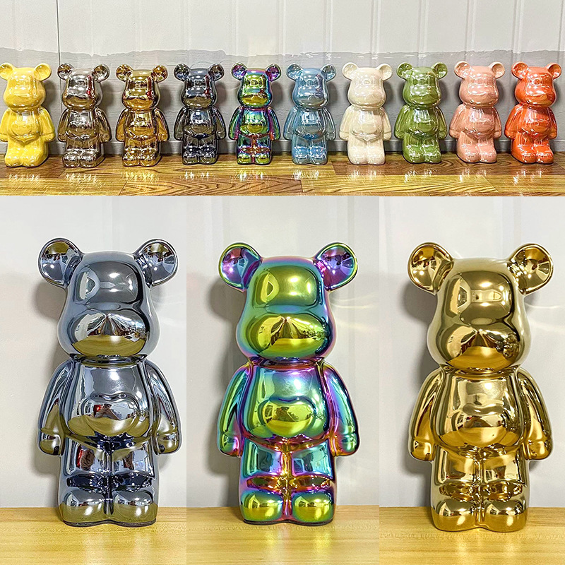 创意暴力儿童存钱罐可进不可出客厅装饰小摆件高级感陶瓷摆件熊