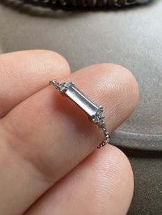 【赏】木易日辰 天然翡翠A货蓝底雪花棉玻璃种条子18k链条戒指