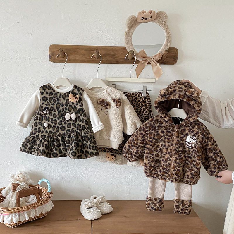 棉外套潮新款豹纹2025女童棉服冬季奥粒绒超萌棉衣猫咪夹儿童宝宝