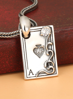 纯银情侣款吊坠个性项链复古